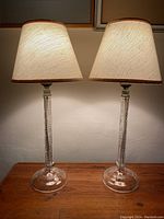 Pair of lit lamps showing overall appearance, shades and scale