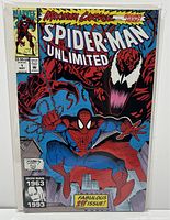 Front cover view of Marvel Spider-Man Unlimited #1 comic book showing Spider-Man and Carnage characters.