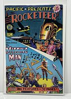 Full front cover of Pacific Presents The Rocketeer #1 comic book in protective bag.