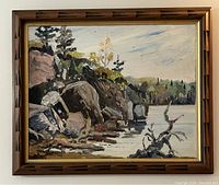 Full view of framed oil painting showing entire composition and frame