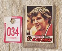 Photo of the Bobby Orr 1977-78 O-Pee-Chee hockey card showing player image and team.