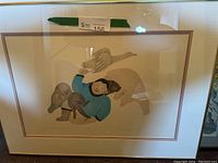 Full frontal view of framed print showing mat, frame and overall condition