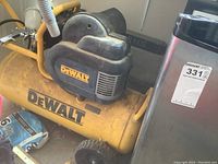 Front and side view of DeWalt compressor tank, motor and wheels