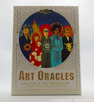 Front view of Art Oracles card deck box, showing colorful artwork and text '50 Cards - Art Oracles - Creative & Life Inspiration from the Great Artists'