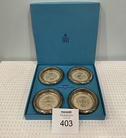 Set of four vintage Birks coasters/ashtrays in original blue branded Birks box