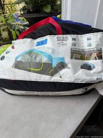 Photo of tent storage bag showing tent image and some features