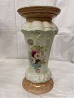 Full view of the Adams Victorian vase showing floral decoration and embossed details.
