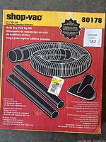 Shop-Vac Bulk Dry Pick Up Kit box front showing brand, product number, and hose assembly illustration.