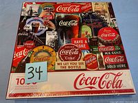 Front view of the puzzle box showing vintage Coca-Cola designs and the puzzle piece count of 1000.