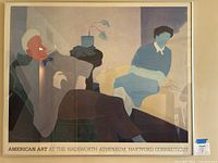 Full view of the framed poster showing Milton Avery's painting 'Husband and Wife' with exhibit text.