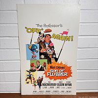 Full view of the 1963 Walt Disney Son of Flubber original lobby card showing the colorful artwork and printed movie information.