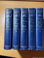 Spines of five hardcover volumes from the English Masterpieces series showing titles and editors.