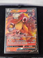 Full view of Entei V Pokémon card with full art and holo foil features.