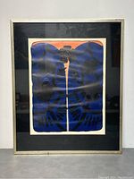 Full view of the framed modernist print showing overall condition and colors.