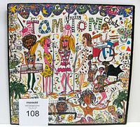 Front cover of The Tom Tom Club self-titled vinyl LP album with colorful, cartoonish artwork featuring band members and playful text.
