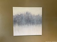 Front view of the square modern wall art with abstract gray and black textured pattern on white background.