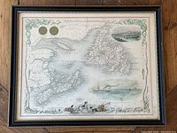 Full-frontal view of framed map showing decorative border and overall condition