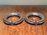 Pair of antique Yemeni silver tribal bangles side by side