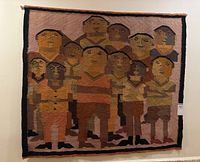 Full front view of tapestry hung on wall