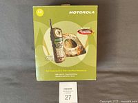 Front of boxed Motorola Realtree camo cordless phone