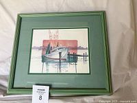 Front view of framed Paul Brent print showing artwork, mat, frame and MaxSold card