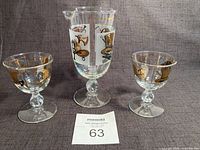 Full set showing one mixing pitcher and two glasses