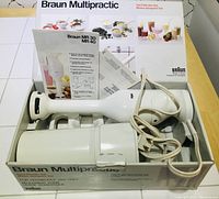 Braun Multipractic MR40 hand blender set including motor unit and original box with packaging and manual.