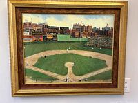 Full front view of framed Fenwick Park baseball print showing entire artwork and frame.