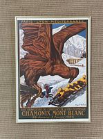 Frontal view of framed poster showing full image and frame