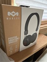 Photo showing the front of the Marley Positive Vibration 2 Wireless box with product image and branding.