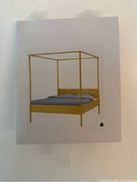Printed picture showing IKEA Hemnes four-poster bed frame design in wood color.