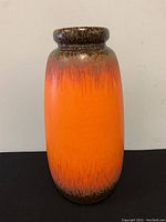 Front view of the large Scheurich Keramik vase showing its orange and brown gradient glazing.