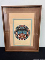 Full view of the framed silkscreen print showing the artwork, double matting, and wooden frame.