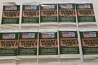 Ten sealed 1991 Pro Set Desert Storm trading card packs arranged side by side, showing front packaging details with logos and text.