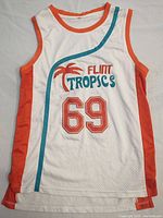 Front view of Flint Tropics semi pro movie jersey with number 69 and palm tree logo.