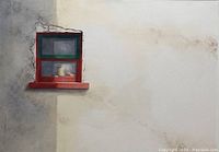 Straight-on view of framed piece with border and frame edges