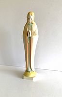 Front view of vintage Goebel Hummel Praying Madonna figurine standing upright, showing matte pastel colors and delicate details.