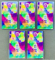 5 pieces of 1 grain .999 fine silver bullion bars with colorful certificate packaging showing brand, purity, weight and certification.