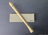 Maplewood baroque recorder flute with soft case laid out flat