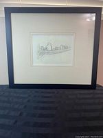 Front view of the framed Winnie the Pooh sketch print showing Pooh on a branch with honey pots.