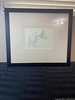 Front view of the framed sketch print showing Pooh and Tigger seated at a table eating honey.
