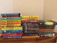Wide shot of the kids books including Big Nate, Timmy Failure, Middle School, Percy Jackson series and Jack Sparrow book