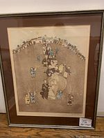 Full view of the framed drawing showing the wedding procession and surrounding buildings.