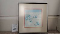 Front view of the framed winter scene print