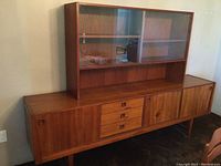 Full view of the two-piece buffet and hutch showing overall design and condition