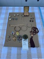 Overview of all jewelry pieces arranged on board