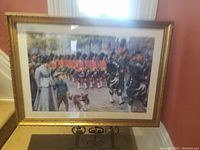 Front view of framed print showing the parade scene with the Scottish Horseguards and surrounding figures.