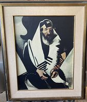 Full frontal view of framed Chagall print showing Jewish man in tallit and tefillin