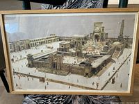 Photo of framed print showing detailed architectural depiction of The Holy Temple of Jerusalem.