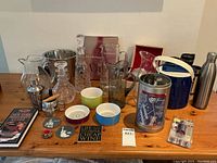 Full lot on table showing all included barware and accessories for drinks and party setup.